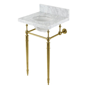 Fauceture KVPB1917M387ST 19-Inch Carrara Marble Console Sink with Brass Legs (8