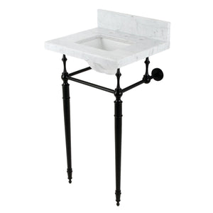 Fauceture KVPB1917M8SQ0 19-Inch Carrara Marble Console Sink with Brass Legs (8
