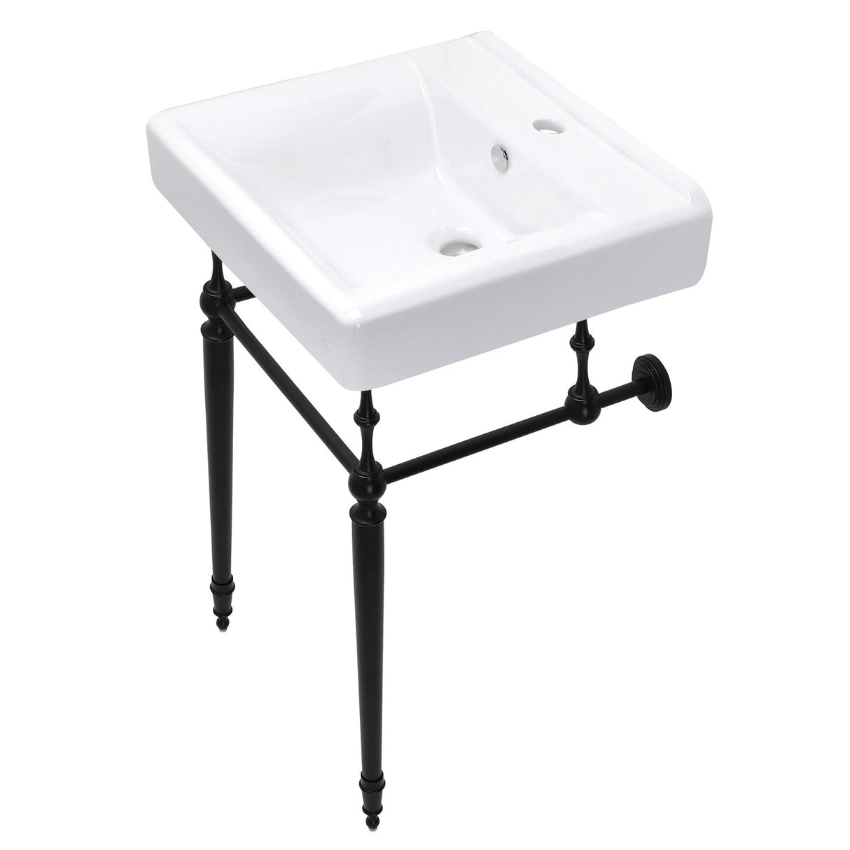 Edwardian KVPB2018W10 20-Inch Console Sink with Brass Legs, White/Matte Black