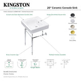 Edwardian KVPB2018W11 20-Inch Console Sink with Brass Legs, White/Polished Chrome