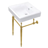 Edwardian KVPB2018W17 20-Inch Console Sink with Brass Legs, White/Brushed Brass