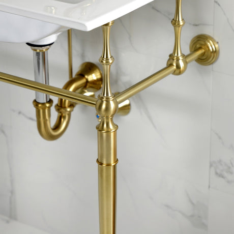 Edwardian KVPB24187W1BB 24-Inch Console Sink with Brass Legs (Single Faucet Hole), White/Brushed Brass