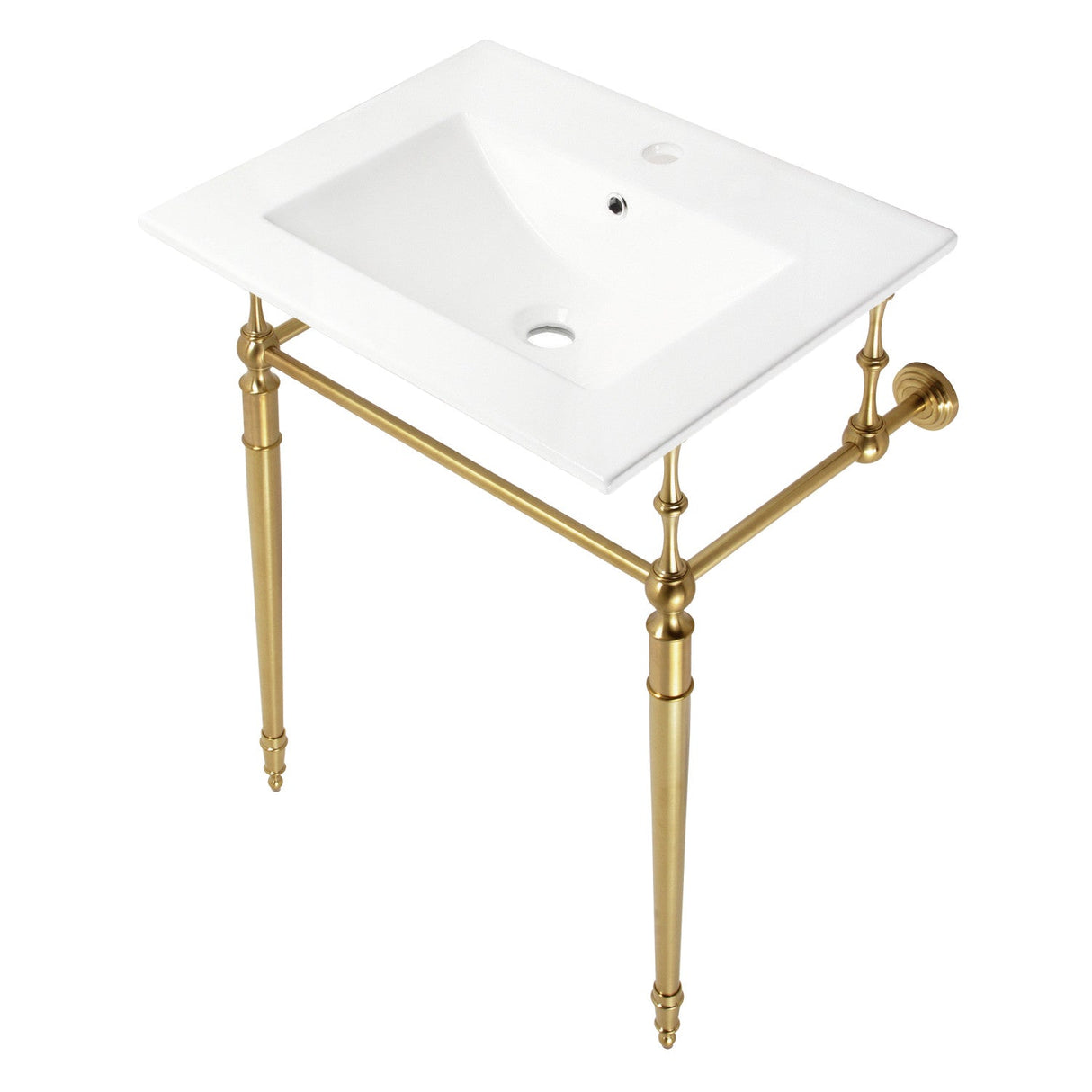 Edwardian KVPB24187W1BB 24-Inch Console Sink with Brass Legs (Single Faucet Hole), White/Brushed Brass