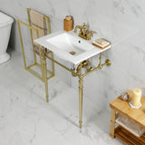 Edwardian KVPB24187W4BB 24-Inch Console Sink with Brass Legs (4-Inch, 3 Hole), White/Brushed Brass