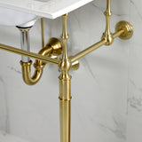 Edwardian KVPB24187W4BB 24-Inch Console Sink with Brass Legs (4-Inch, 3 Hole), White/Brushed Brass