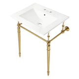 Edwardian KVPB24187W4BB 24-Inch Console Sink with Brass Legs (4-Inch, 3 Hole), White/Brushed Brass