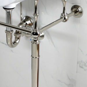 Edwardian KVPB24187W4PN 24-Inch Console Sink with Brass Legs (4-Inch, 3 Hole), White/Polished Nickel