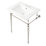 Edwardian KVPB24187W4PN 24-Inch Console Sink with Brass Legs (4-Inch, 3 Hole), White/Polished Nickel