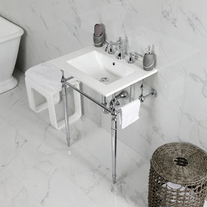 Edwardian KVPB24187W8CP 24-Inch Console Sink with Brass Legs (8-Inch, 3 Hole), White/Polished Chrome