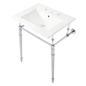 Edwardian KVPB24187W8CP 24-Inch Console Sink with Brass Legs (8-Inch, 3 Hole), White/Polished Chrome