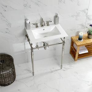 Edwardian KVPB24187W8PN 24-Inch Console Sink with Brass Legs (8-Inch, 3 Hole), White/Polished Nickel