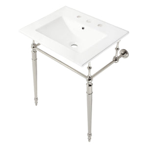 Edwardian KVPB24187W8PN 24-Inch Console Sink with Brass Legs (8-Inch, 3 Hole), White/Polished Nickel