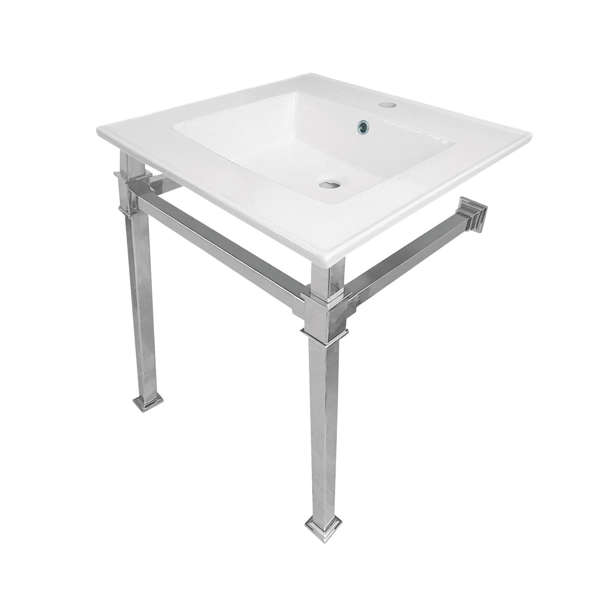 Fauceture KVPB25221Q1 25-Inch Ceramic Console Sink Set, White/Polished Chrome