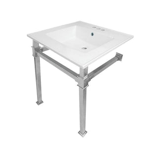 Fauceture KVPB25224Q1 25-Inch Ceramic Console Sink Set, White/Polished Chrome