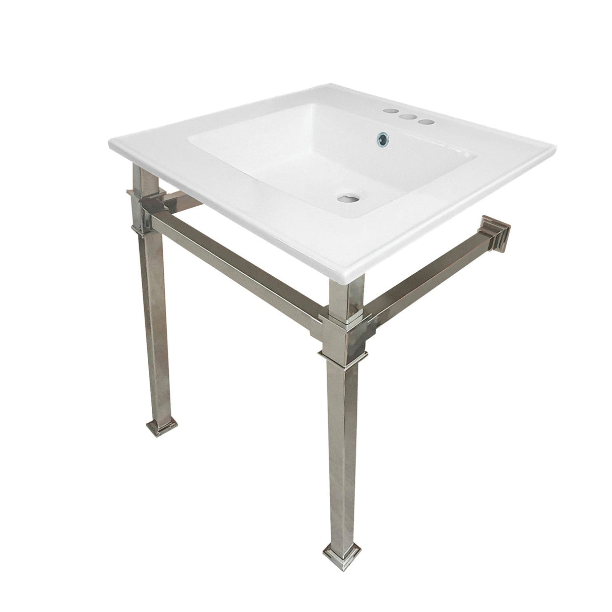 Fauceture KVPB25224Q6 25-Inch Ceramic Console Sink Set, White/Polished Nickel