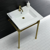 Dreyfuss KVPB2522717 Console Sink, White/Brushed Brass