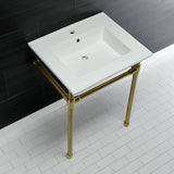 Dreyfuss KVPB2522717 Console Sink, White/Brushed Brass