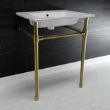 Dreyfuss KVPB2522717 Console Sink, White/Brushed Brass