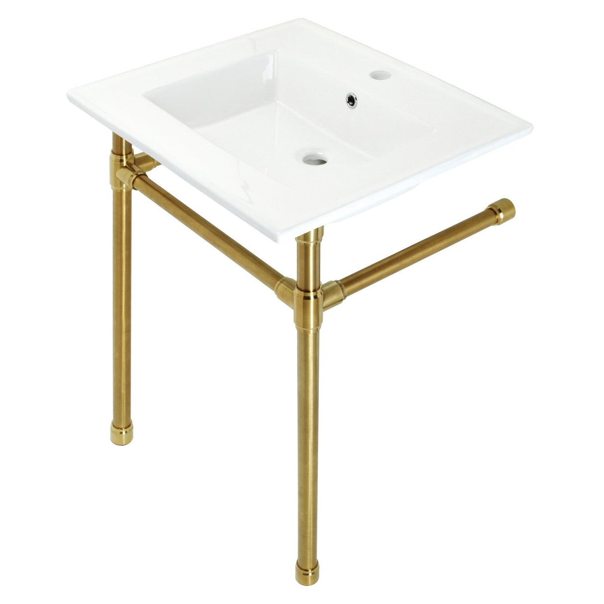 Dreyfuss KVPB2522717 Console Sink, White/Brushed Brass