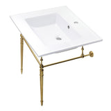 Edwardian KVPB252271BB Console Sink, White/Brushed Brass