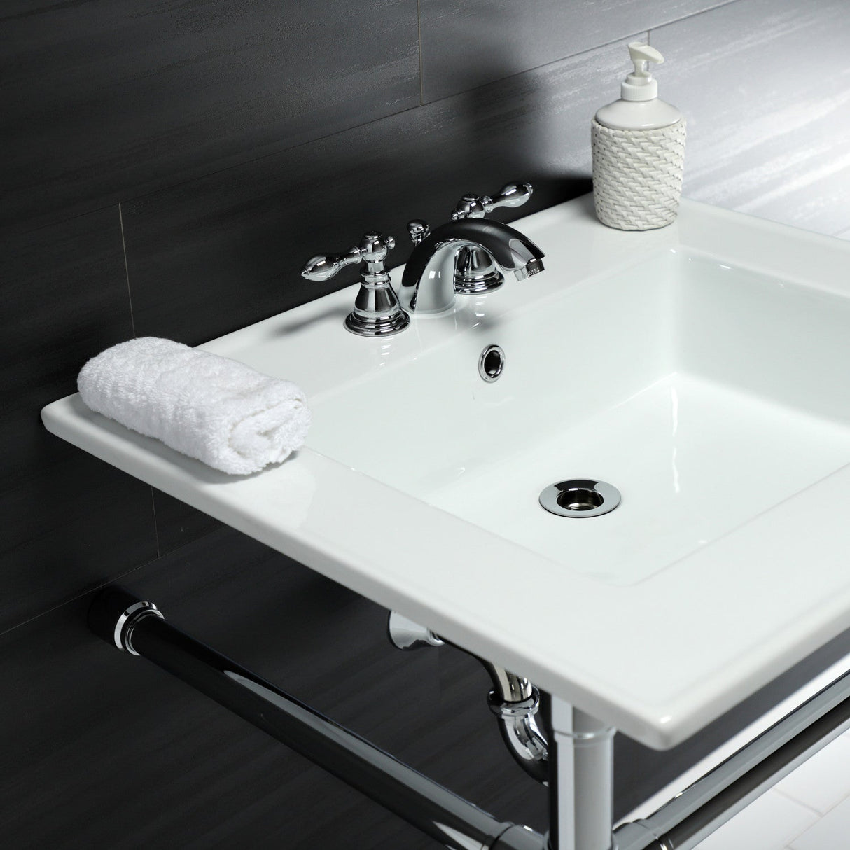 Dreyfuss KVPB25227W41 Console Sink, White/Polished Chrome