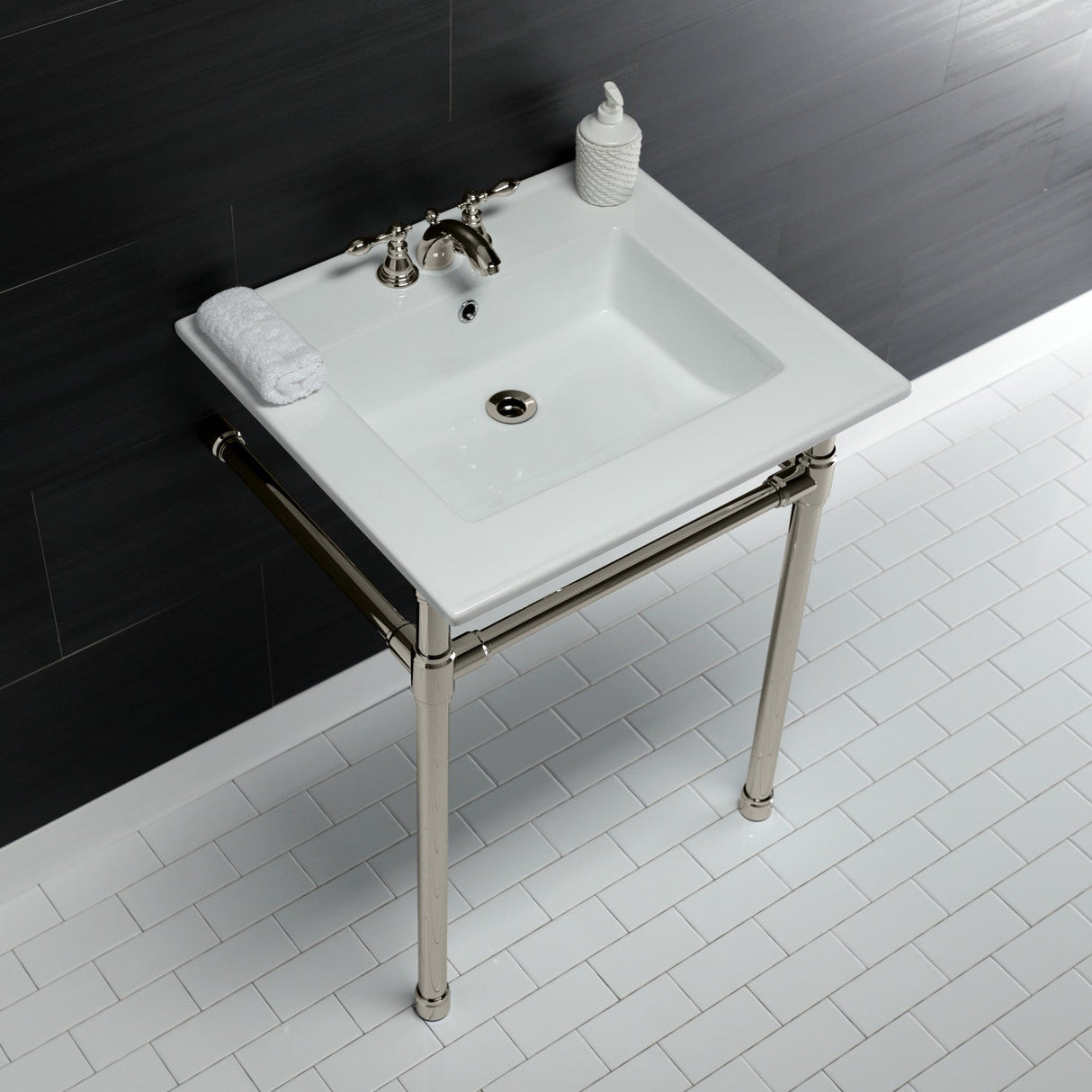 Dreyfuss KVPB25227W46 Console Sink, White/Polished Nickel