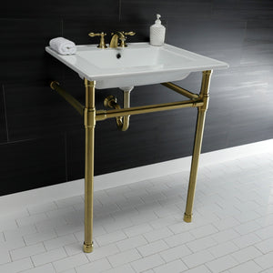 Dreyfuss KVPB25227W47 Console Sink, White/Brushed Brass