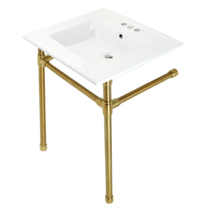 Dreyfuss KVPB25227W47 Console Sink, White/Brushed Brass