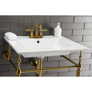 Edwardian KVPB25227W4BB Console Sink, White/Brushed Brass