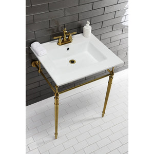 Edwardian KVPB25227W4BB Console Sink, White/Brushed Brass