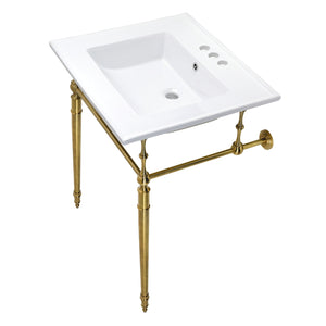 Edwardian KVPB25227W4BB Console Sink, White/Brushed Brass