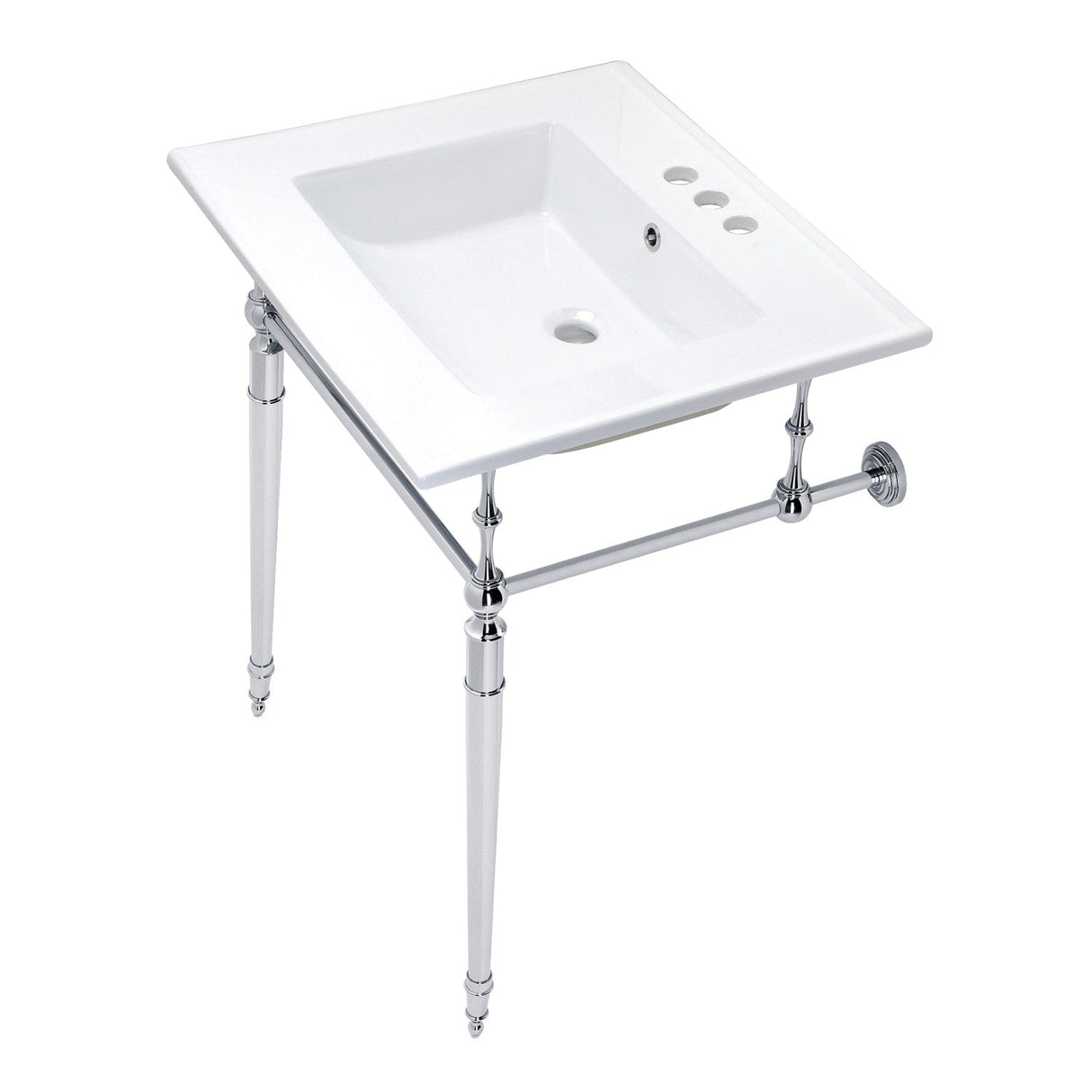 Edwardian KVPB25227W4CP Console Sink, White/Polished Chrome