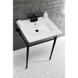 Edwardian KVPB25227W4MB Console Sink, White/Matte Black