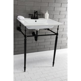 Edwardian KVPB25227W4MB Console Sink, White/Matte Black