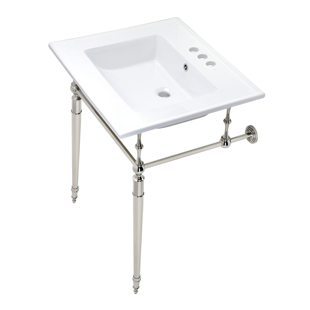 Edwardian KVPB25227W4PN Console Sink, White/Polished Nickel