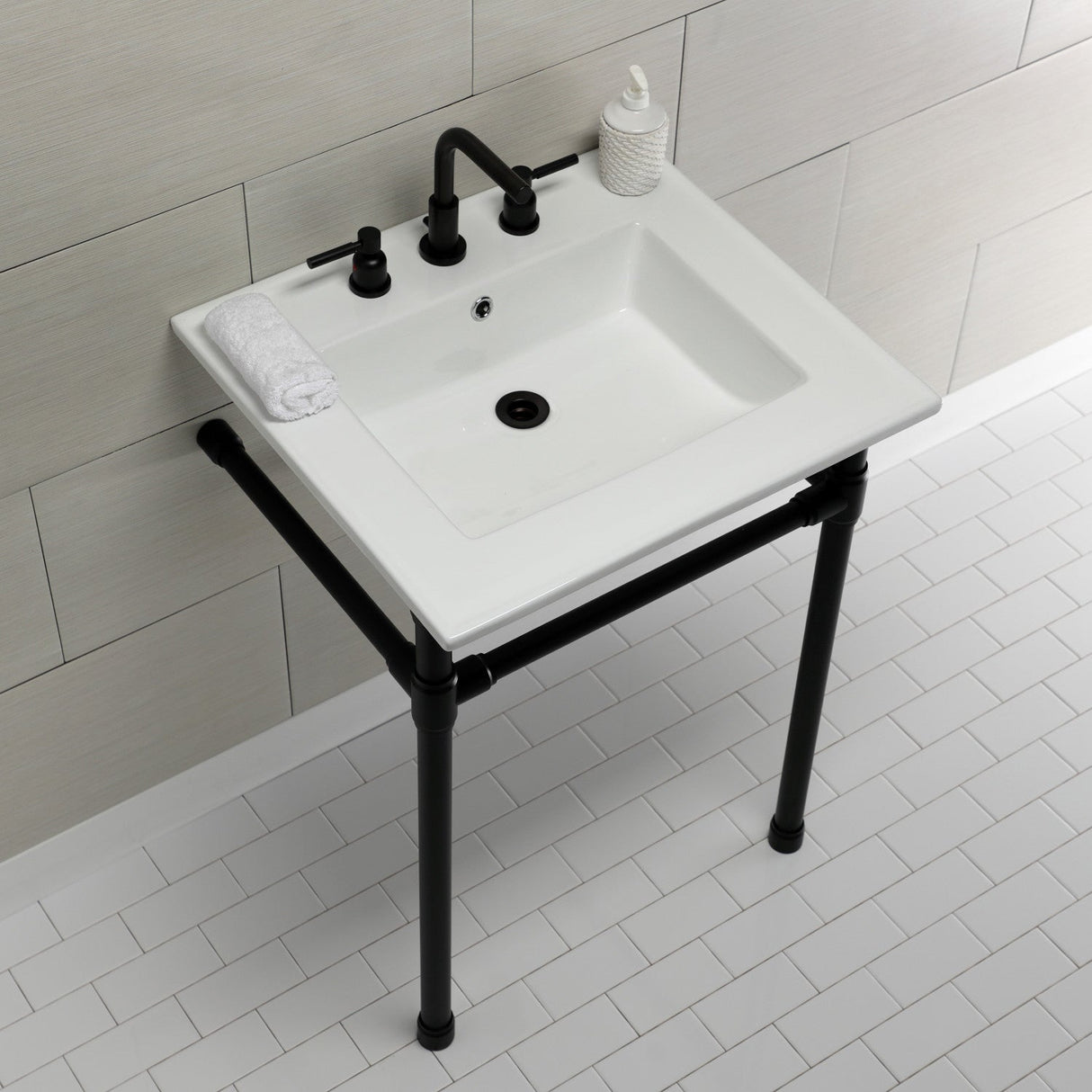 Dreyfuss KVPB25227W80 Console Sink, White/Matte Black