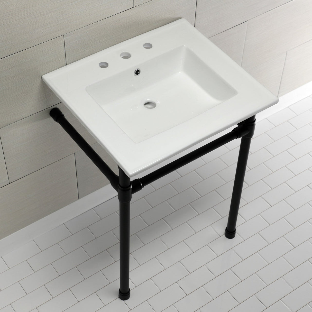 Dreyfuss KVPB25227W80 Console Sink, White/Matte Black