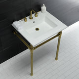 Dreyfuss KVPB25227W87 Console Sink, White/Brushed Brass