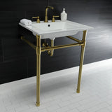 Dreyfuss KVPB25227W87 Console Sink, White/Brushed Brass