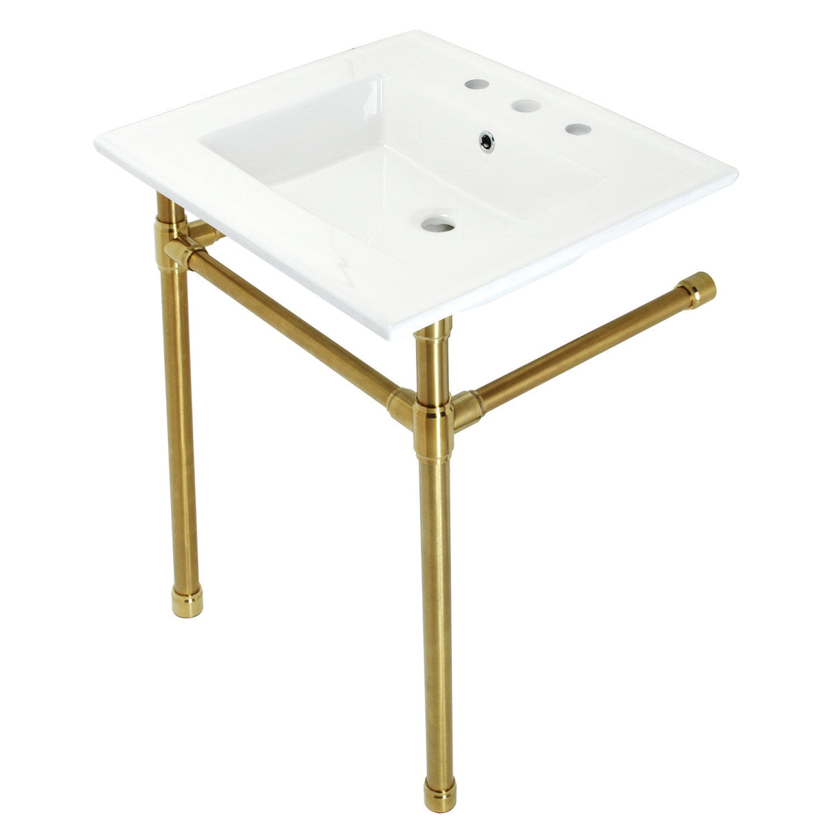 Dreyfuss KVPB25227W87 Console Sink, White/Brushed Brass