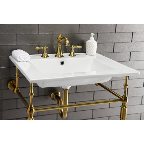 Edwardian KVPB25227W8BB Console Sink, White/Brushed Brass