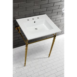 Edwardian KVPB25227W8BB Console Sink, White/Brushed Brass