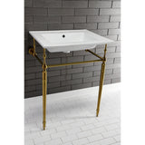 Edwardian KVPB25227W8BB Console Sink, White/Brushed Brass