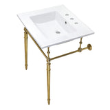 Edwardian KVPB25227W8BB Console Sink, White/Brushed Brass