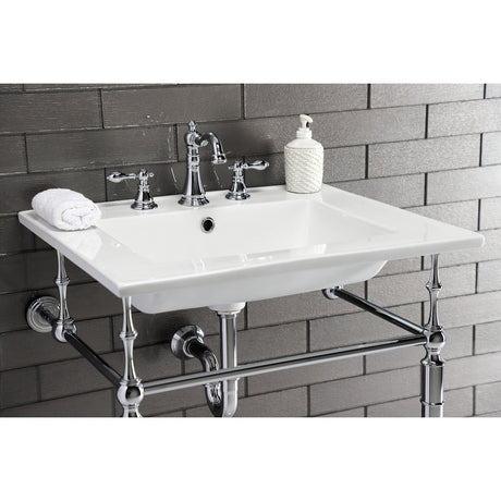 Edwardian KVPB25227W8CP Console Sink, White/Polished Chrome