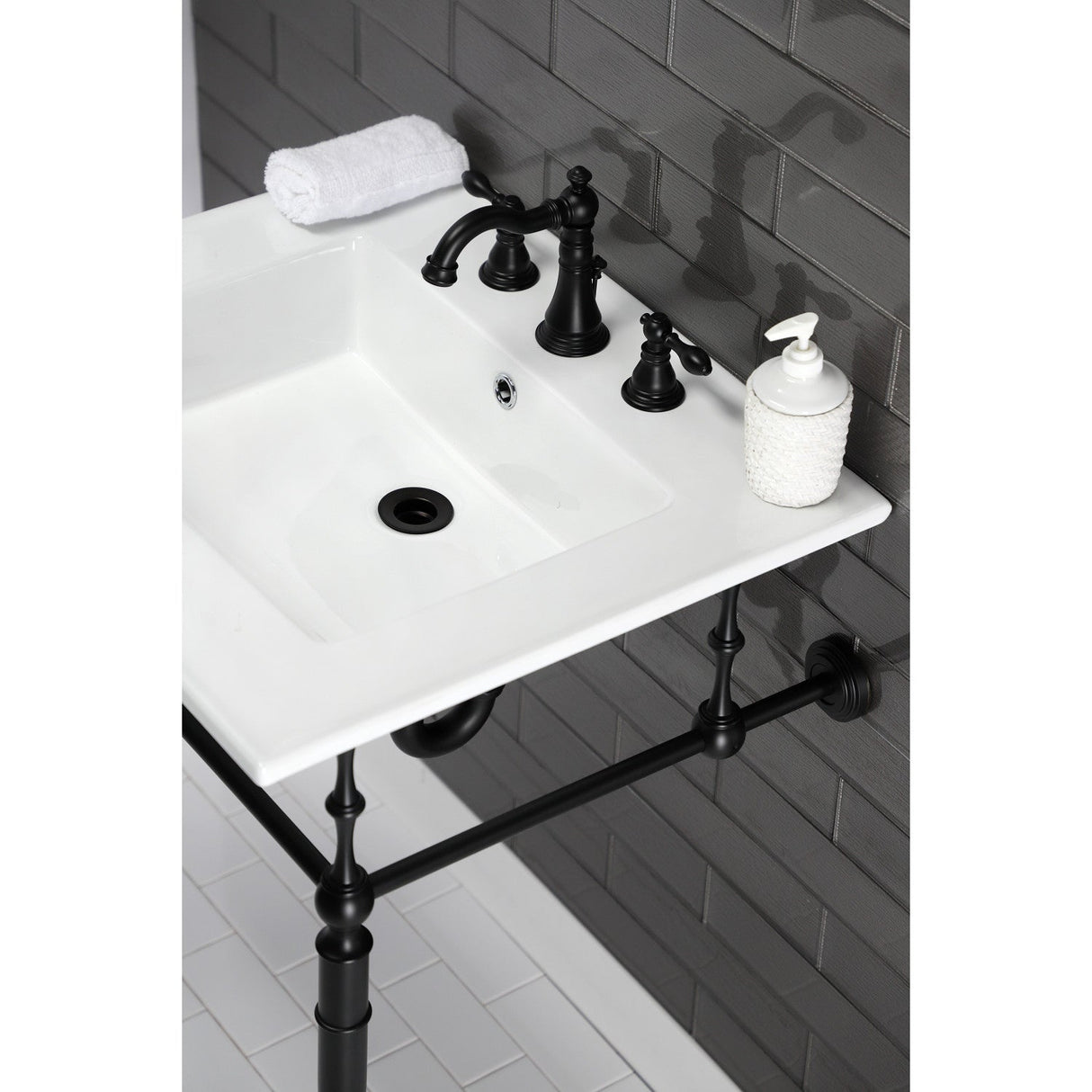 Edwardian KVPB25227W8MB Console Sink, White/Matte Black