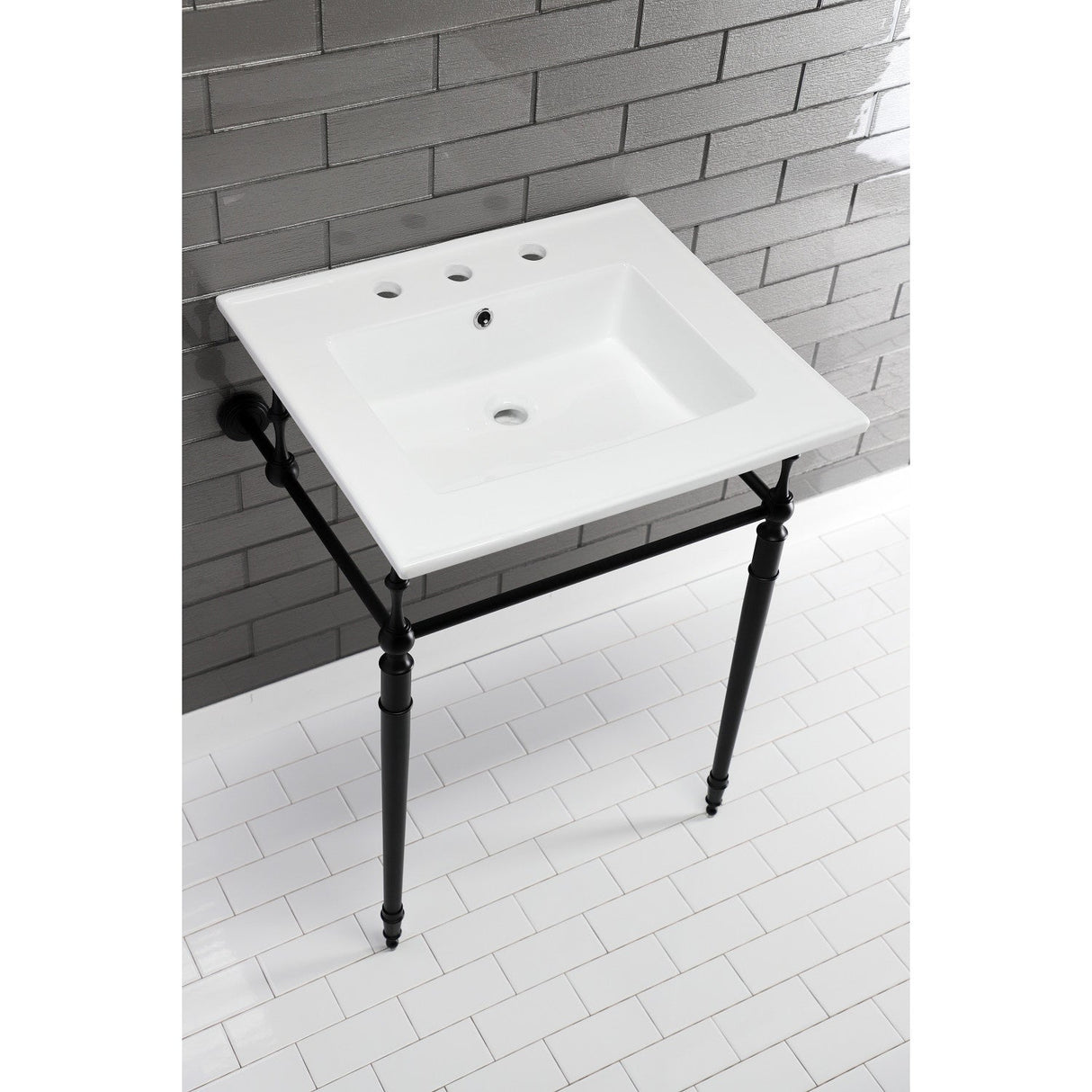 Edwardian KVPB25227W8MB Console Sink, White/Matte Black