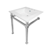 Fauceture KVPB25228Q1 25-Inch Ceramic Console Sink Set, White/Polished Chrome