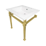 Fauceture KVPB25228Q7 25-Inch Ceramic Console Sink Set, White/Brushed Brass