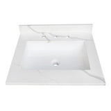 Montesquieu KVPB2522L38SQ 25-Inch Solid Surface Vanity Top, Calacatta Marble White/Glossy